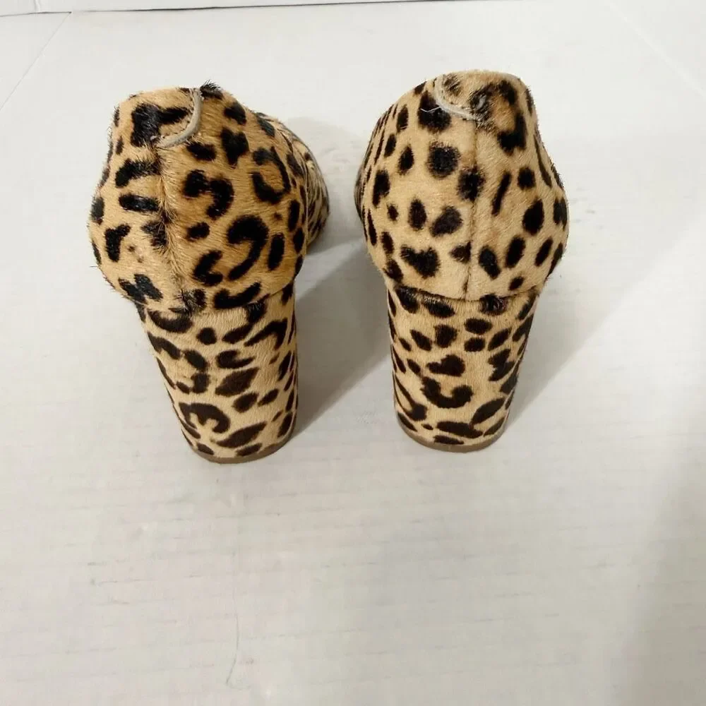 Steve Madden Arya Women’s Leopard Print Cow Hair Mob Wife Block Heel Pump Size 7